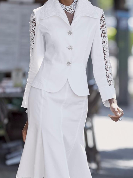 

Regular Fit Elegant Shawl Collar Long sleeve Jacket, White, Jackets