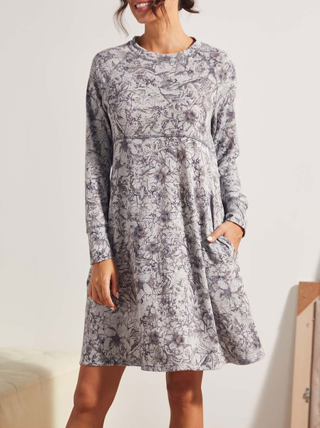 

Loose Crew Neck Casual Dress, Gray, Dresses