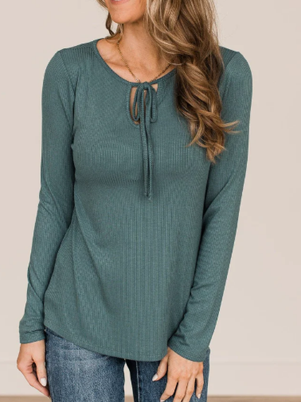 

Casual Regular Fit Bow Knitted T-Shirt, Green, T-Shirts