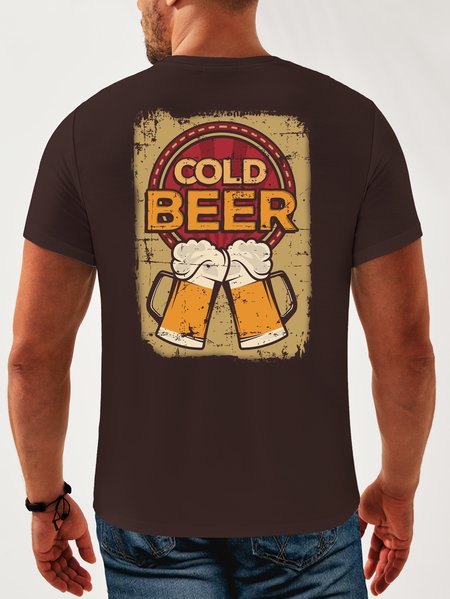 

Beer Crew Neck Casual T-Shirt, Crimson, Men's t-shirts