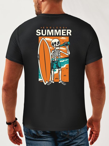 

Cotton Coconut Tree Crew Neck Relaxed T-Shirt, Black, Men's t-shirts