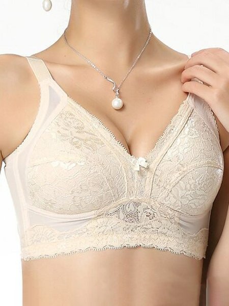 

Soft and Comfortable Lace Wireless Cotton Bra, Nude, Trendy Bras