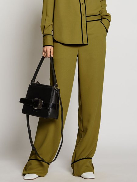 

Color Block Simple Regular Fit Pants, Green, Pants