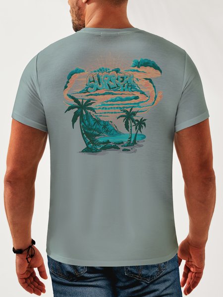 

Coconut Tree Neck Casual T-Shirt, Green, Men's t-shirts
