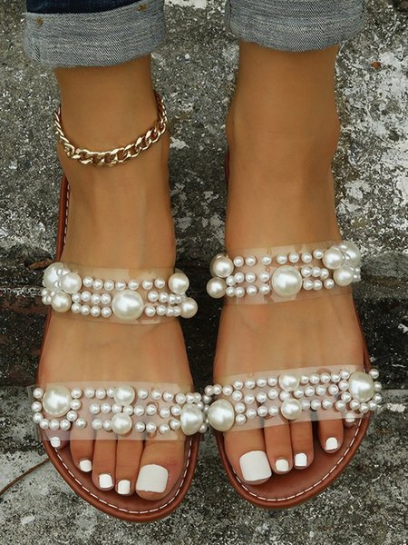 

White Pearl Wedding Bridal Sandals, Sandals
