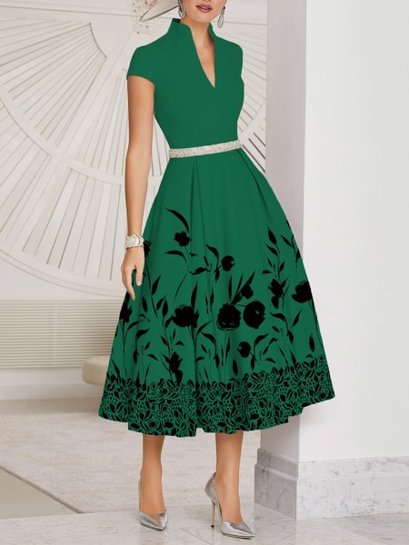 

Elegant Plants Regular Fit Midi Dress, Green, Midi Dresses