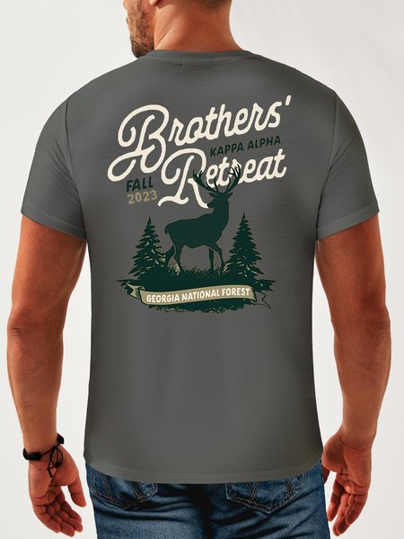

Deer Crew Neck Casual T-Shirt, Gray, Men's t-shirts