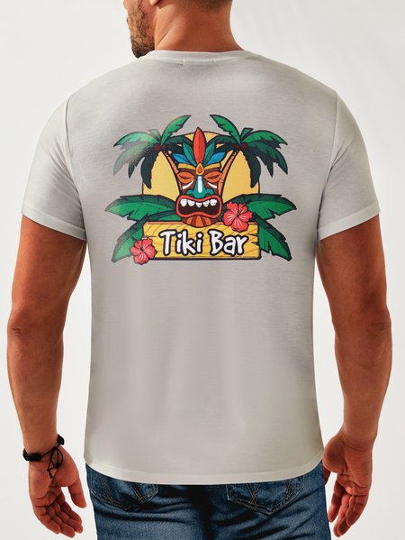 

Coconut Tree Neck Casual T-Shirt, White, Men's t-shirts