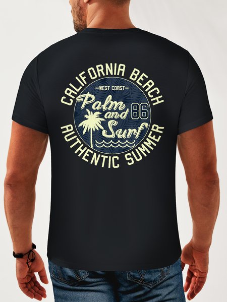 

Cotton Coconut Tree Crew Neck Relaxed T-Shirt, Deep blue, Men's t-shirts