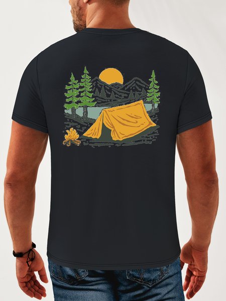 

Outdoor Sports Neck Casual T-Shirt, Deep blue, Men's t-shirts