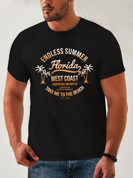 

Coconut Tree Neck Casual T-Shirt, Black, Men's t-shirts