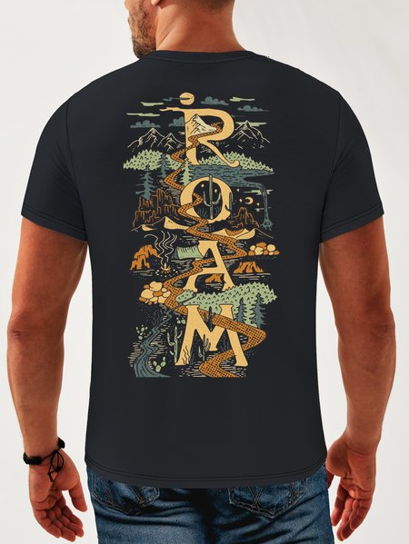 

Outdoor Camping Crew Neck Casual T-Shirt, Deep blue, Men's t-shirts