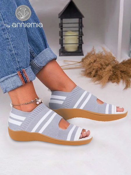 

Comfort Soft Sole Gray Flyweave Sandals, Sandals