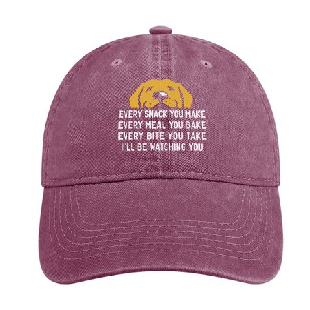 

Men's Every Snack You Make I Will Be Watching You Dog Funny Adjustable Denim Hat, Wine red, Men's Accessories