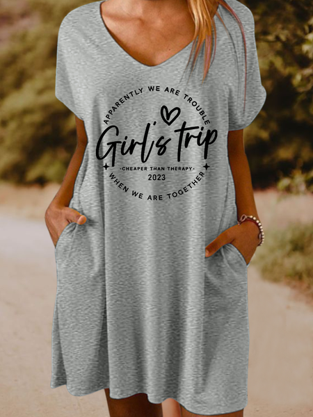 

Women's Girls Trip 2023 Loose Casual Dress, Gray, Dresses