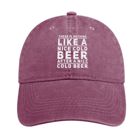 

Men’s There Is Nothing Like A Nice Cold Beer Adjustable Denim Hat, Wine red, Men's Hats