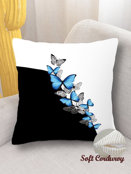 

18*18 Throw Pillow Covers, Funny Butterflys Soft Corduroy Cushion Pillowcase Case For Living Room, As picture, Pillow Covers
