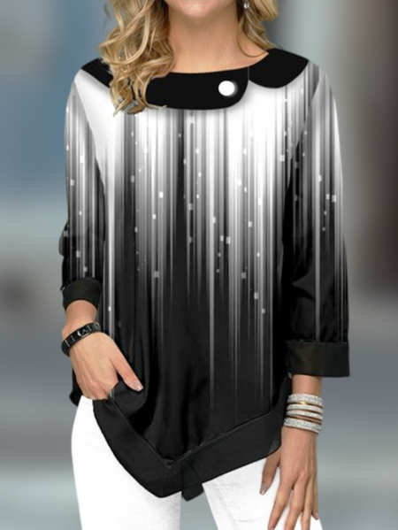 

Plaid Casual Loose Others Shirt, Black-white, Shirts & Blouses