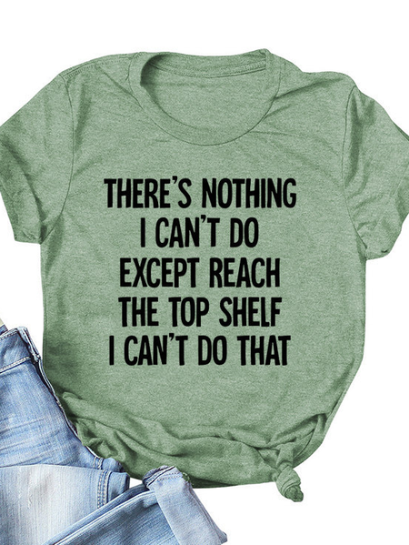 

Casual Loose Text Letters T-Shirt, Green, T-Shirts