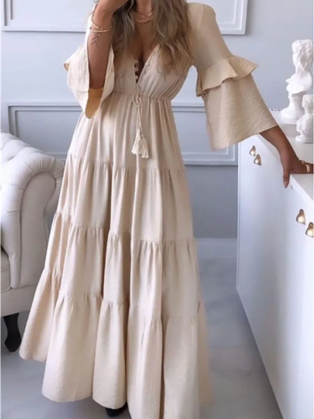 

Casual Loose Plain Dress, Off white, Dresses