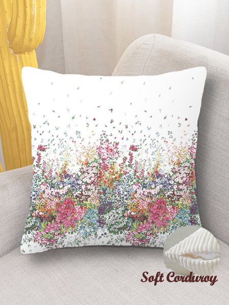 

18*18 Throw Pillow Covers, Butterfly Floral Soft Corduroy Cushion Pillowcase Case For Living Room, As picture, Pillow Covers