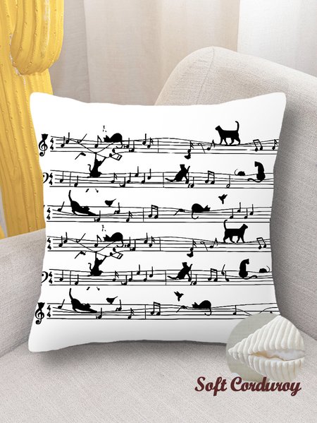 

18*18 Throw Pillow Covers, Cat Soft Corduroy Cushion Pillowcase Case For Living Room, As picture, Pillow Covers