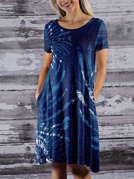 

Tie-Dye Pattern Casual Dress, Dark blue, Dresses