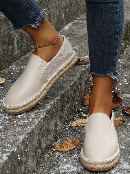 

Plaid PU Flat Shoes, Beige, Women Shoes