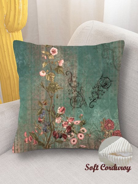 

18*18 Throw Pillow Covers, Loose Plants Soft Corduroy Cushion Pillowcase Case For Living Room, As picture, Pillow Covers