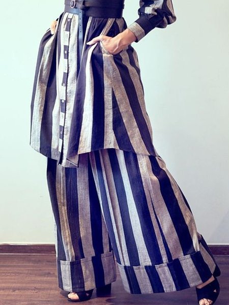 

Loose Striped Simple Wide leg Pants, As picture, Pants