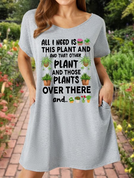 

Lilicloth X Manikvskhan Gift For Plant Lover All I Need Is This Plant And That Other Plant Women‘s V Neck Dress, Gray, Dresses