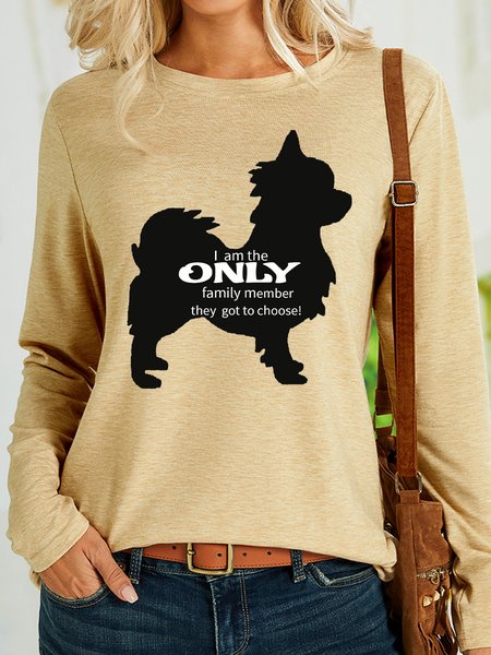 

Lilicloth X Jennifer J Dog Lover's I Am The Only Family Member They Got To Choose Women's Long Sleeve T-Shirt, Khaki, Long sleeves