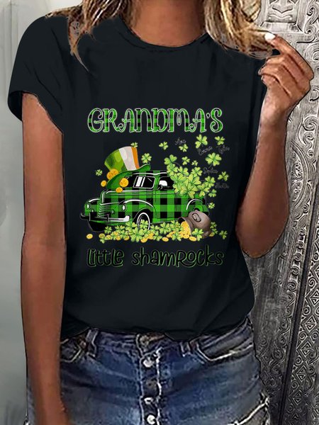 

St. Patrick's Day Casual Shamrock T-Shirt, Black, T-Shirts