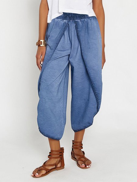 

Casual Pocket Harem Pants, Blue, Pants