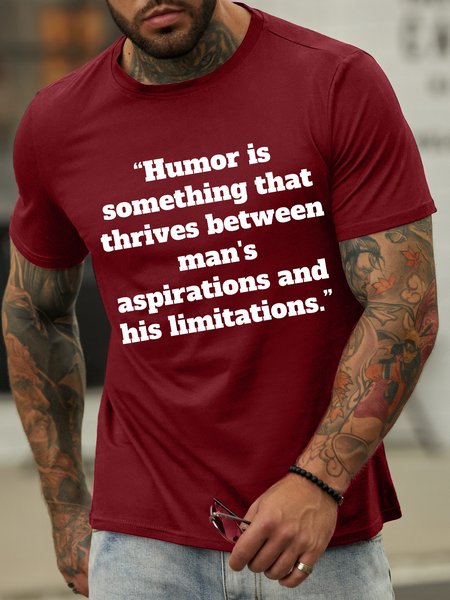 

Lilicloth X Zahra Humor Is Something That Thrives Between Man's Aspirations And His Limitation Men's T-Shirt, Red, T-shirts