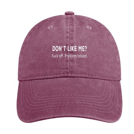 

Do Not Like Me Problem Solved Adjustable Denim Hat, Wine red, Men's Hats