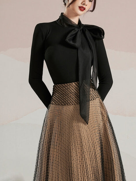 

Plain Bow Elegant Blouse, Black, Blouses and Shirts