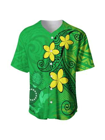 

Floral Short Sleeve Baseball Shirt, Green, Baseball Shirts