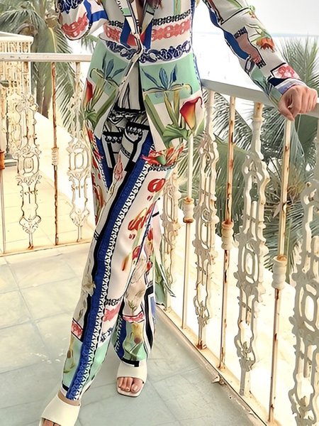 

Floral Urban Regular Fit Fashion Pants, Multicolor, Pants