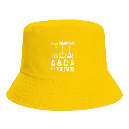 

It Is Not Hoarding If It’s Guitars Funny Graphic Print Bucket Hat Outdoor UV Protection, Yellow, Hats