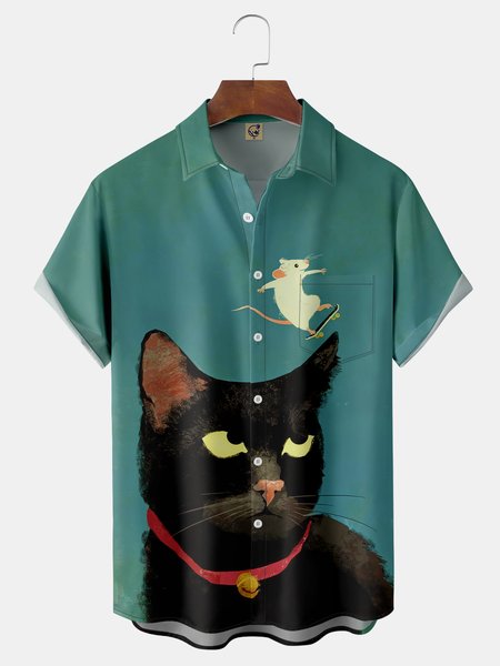 

Game Chest Pocket Short Sleeve Casual Shirt, Green, Men Shirts