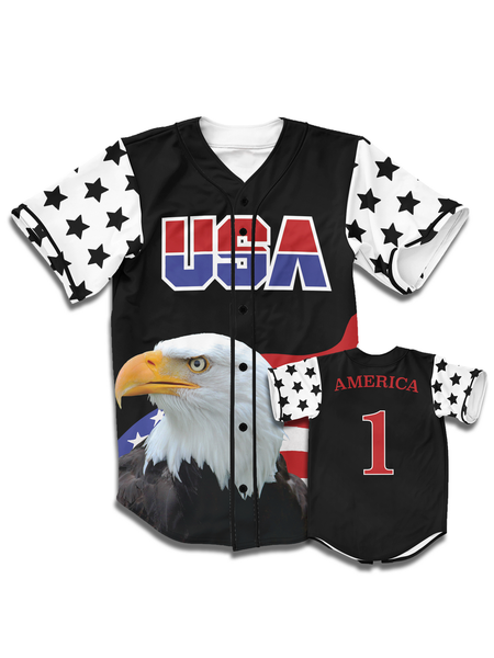 

American Eagle Short Sleeve Baseball Shirt, Black, Baseball Shirts