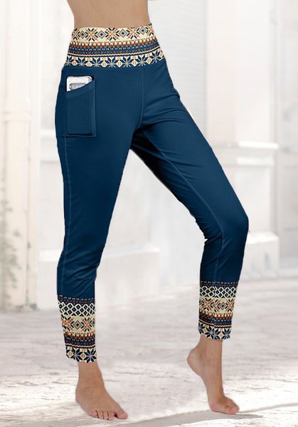 

Casual Loose Ethnic Pants, Dark blue, Pants