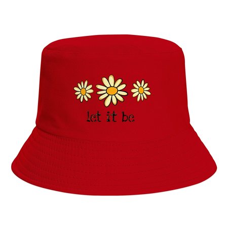 

Let It Be Daisy Text Letters Print Bucket Hat Outdoor UV Protection, Red, Hats