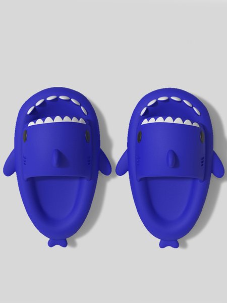 

Beach Vacation Fun Cartoon Shark Thick Soft Sole Slippers, Royal blue, Slippers