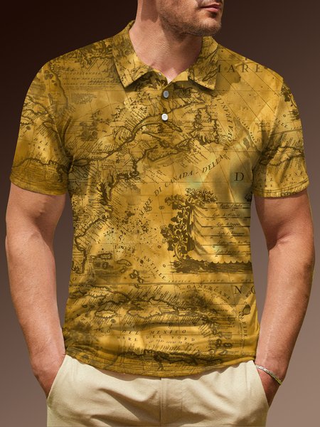 

Ombre Map Short Sleeve Polo Shirt, Khaki, Polo Shirts
