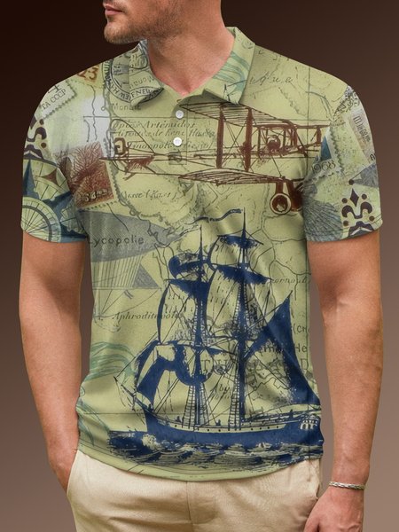 

Ombre Sailing Short Sleeve Polo Shirt, Light khaki, Polo Shirts