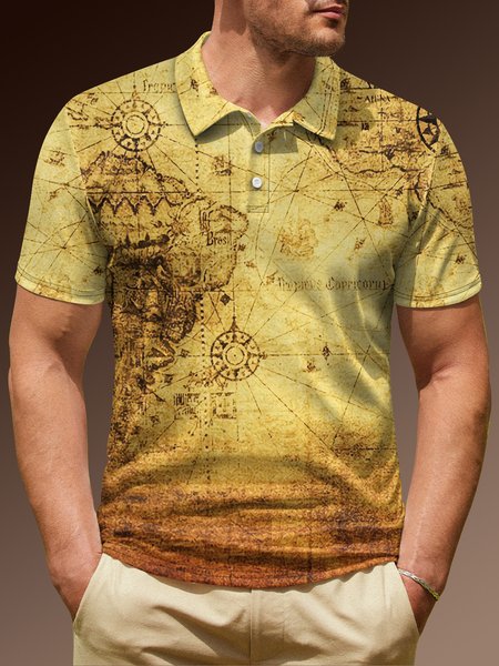 

Ombre Map Short Sleeve Polo Shirt, Khaki, Polo Shirts