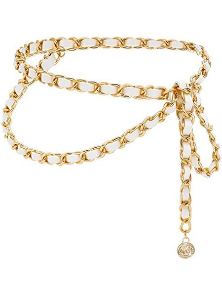 

Daily Leather Chain Stitching Waist Chain Party Party Accessories, White, Belts