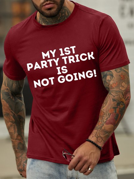 

Lilicloth X Kat8lyst My 1st Party Trick Is Not Going Men's T-Shirt, Red, T-shirts